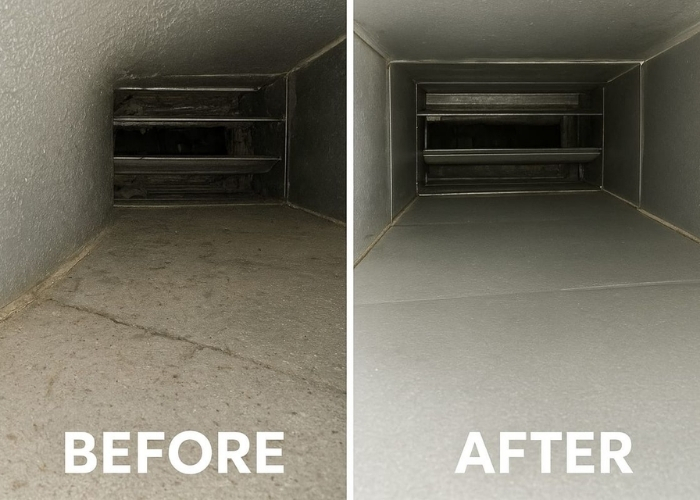 Air duct cleaning before and after